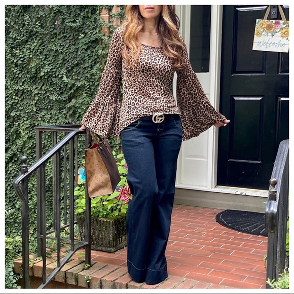 Leopard Print Tiered Sleeves Leopard print top - Picture 3 of 6